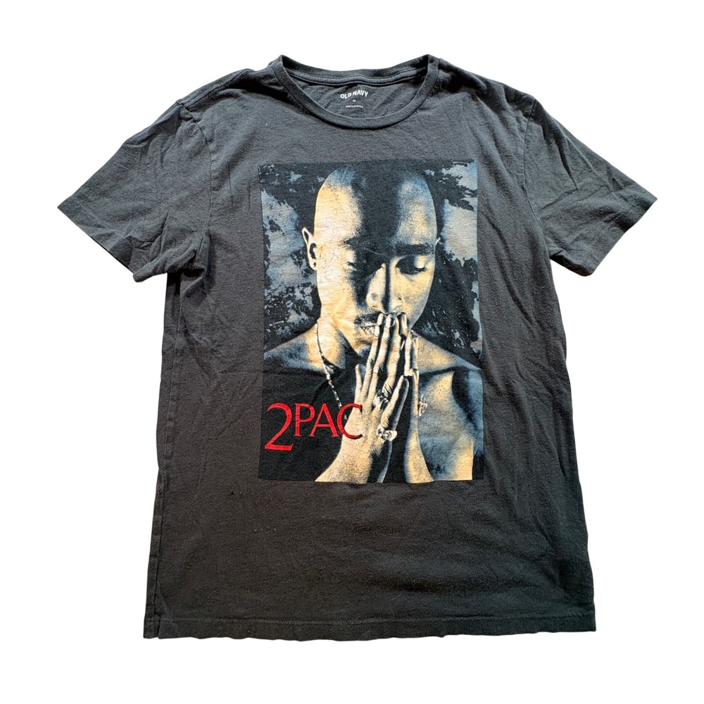 Old Navy 2Pac Graphic T-Shirt Mens XS Charcoal Gray Cotton Hip Hop Rap Tee